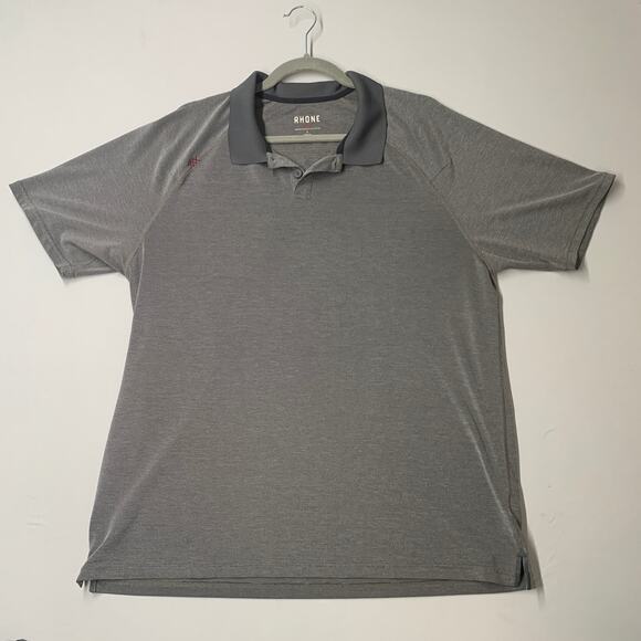 Rhone Polo Shirt Men Large Gray Commuter Short Sleeve Collar Performance - Picture 1 of 11